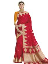 Stylee Lifestyle Red Banarasi  Silk Jacquard Saree - 2295