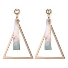 Triangle and Seashell Rectangular Dangle Drop Earrings