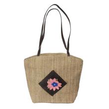 Beige Floral Heathered Nettle Hand Bag For Women - NBMD