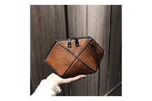 Women's Casual Stitched Shoulder Water Cube Handbag-Brown (41001941)