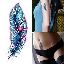 Colorful Feather Heart  Waterproof Temporary Tattoo Sticker