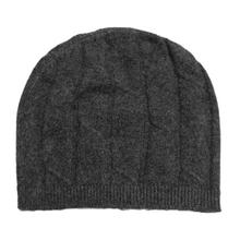 Pebble Grey Textured 100% Cashmere Cap