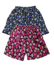 Pack Of 2 Multicolored Cotton Printed Shorts For Women-Red/Pink