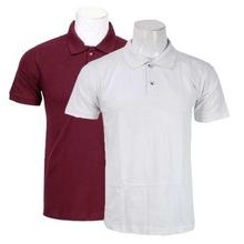 Pack Of 2 100% Cotton Polo T-Shirt For Men - Maroon/White