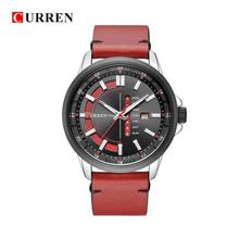 CURREN 8307 Round Dial Fashion Men's Quartz Analog PU Band Wrist Watch with Calendar