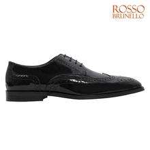 Rosso Brunello MS-3008 Brogue Derby Formal Leather Shoes For Men- Black