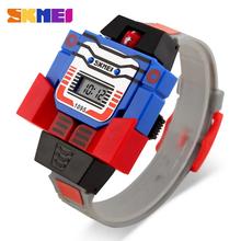SKMEI 1095 Robot Transformation Toys Kids LED Digital Children Cartoon Sports Boys Wristwatch