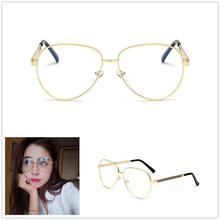 Gold Metal Rimmed Frame Aviator Glasses For Women