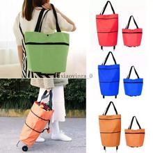 Foldable Shopping Trolley Bag with Wheels Folding Travel Luggage Bag/Vegetable, Grocery, Shopping Trolley Carry Bag