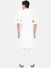 Freehand Men White Solid Asymmetric Kurta with Pyjamas