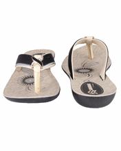 Shikhar Women's Black Beige Stone Slip Sandal