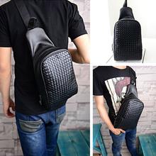 Men's Pu Leather Braided Style Messenger Casual Shoulder Travel Bag