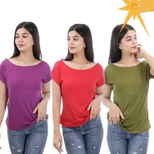 Pack of Three Boat Neck T-Shirt For Women-WTP4697