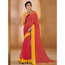 Stylee Lifestyle Red Organza Woven Saree - 1890