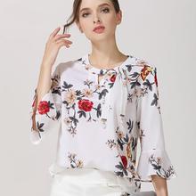 New 2018 Fashion Printed Chiffon Women Blouses Floral