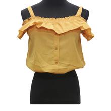 Women Shoulder Crop Tops - Yellow