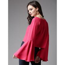 Casual Bell Sleeve Solid Women Pink Top