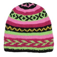 Pink/Green/Black Knitted Woolen Cap