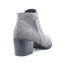 Ash Grey Suede Pointed Ankle Heels Boots for Women