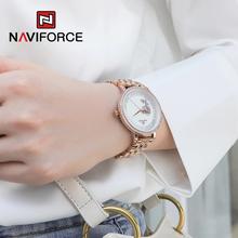NAVIFORCE NF5017 Luxury Women Fashion Stainless Steel Waterproof Wrist Watch For Women  with Rhinestone Relogio Feminino