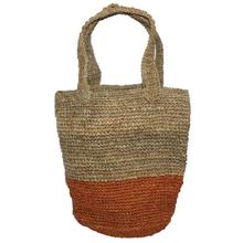 Beige/Orange Tectured Hemp Tote Bag For Women