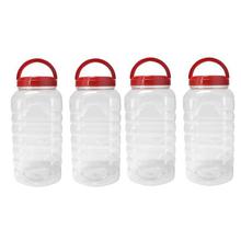 Red Set Of 4 Transparent 13" Long Plastic Spice Jar