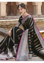 Stylee Lifestyle Black Banarasi Silk Jacquard Saree -2044