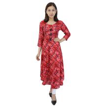 Red green Rayon Printed Flared Umbrella Kurti-BC 910