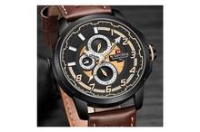 NaviForce NF9142 Day Date Function Luxury Chronograph Watch–Black/Coffee