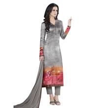 Stylee Lifestyle Grey Satin Printed Dress Material (1369)