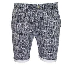 Blue/White Stripe Print Cotton Shorts For Men