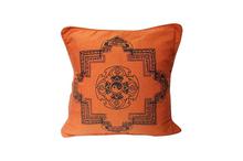 Mandala Printed Cushion With Cover - Orange