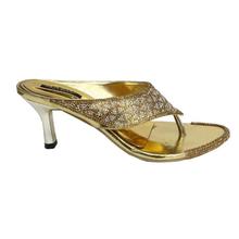 Golden/Silver Stones Embellished Heeled Sandals For Women