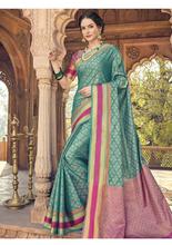 Stylee Lifestyle Green Banarasi Silk Jacquard Saree - 2053