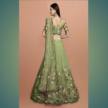 Embroidered Semi Stitched Lehenga Choli (Green)