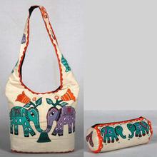 White Elephant Print Cotton Bag and Pouch For Women