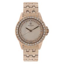 Titan Purple - Glam Gold Analog Mother of Pearl and Pink Dial Women's Watch - 9798WM01