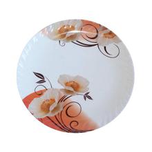 White/Orange Floral Printed 11" Round Melamine Dinner Plate Set - 12 Pieces