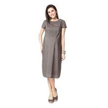 Nine Maternity Grey Printed Nursing Dress For Women - 5399