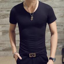 Summer Men's Solid T-shirt Cotton O-neck Short Sleeved T