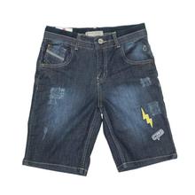 Navy Blue Lightning Patch Printed Cotton Shorts For Boys - (121246515491)