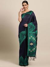 Stylee Lifestyle Blue Ikkat Silk Jacquard Saree-2141