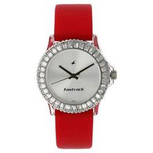 9827PP08 Silver Dial Analog Watch For Women- Red