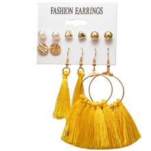 11 Design Fashion Long Tassel Stud Earrings Set For Women