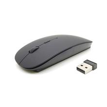 Thin 2.4GHz Slim Optical Wireless Mouse Mice + USB 2.0 Receiver for WIndows/Macbook PC Laptop- Black