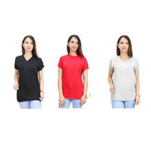 Combo of 3 T-Shirts- Black/ Red/Grey