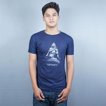 Namaste Grey Navy Blue Printed T-Shirt for Men