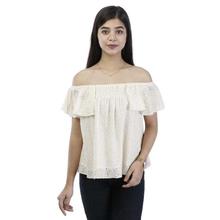 Beige Net Designed Off Shoulder Top For Women-WTP4730