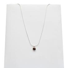 Silver/Red Gold & Gem Garnet Pendant With Snake Chain 16 Inches 18 Karot Gold For Women