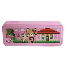 Pink Teddy Designed with puzzle game Pencil Box For Kids